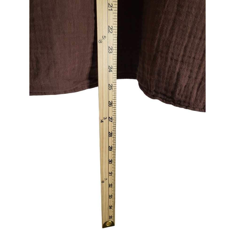 Old Navy 2X Brown Cotton Double Gauze V-Neck Flowy Blouse Earthcore Cabincore - Picture 6 of 7